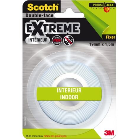 SCOTCH Rouleau adhésif double face intérieur SCOTCH EXTRÊME L.1.5 M x l.19 mm