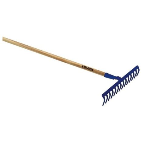 Revex – Râteau multiusage 150 cm – Manche en bois – Tête en acier – 14 dents pour nettoyage efficace