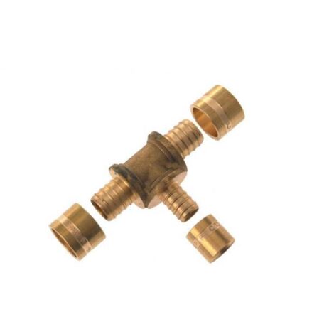QUICK PLOMBERIE Raccord Té laiton à glissement laiton D.16 pour tube en per (1/2)