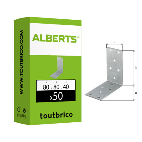 ALBERTS Equerre d'assemblage galvanisé, 80x80x40 mm (1/2)