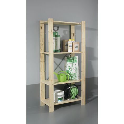 CENTRALE BRICO Etagère Pin, 4 tablettes , l.82 x P.40 x H.170 cm (1/5)