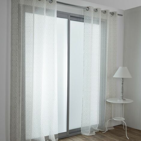 VOILAGE FLORESSIA 140x240CM VOILE SABLE IMPRIME METALLISE