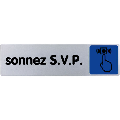 Plaque de porte Sonnez SVP - couleur 170x45mm - 4033570