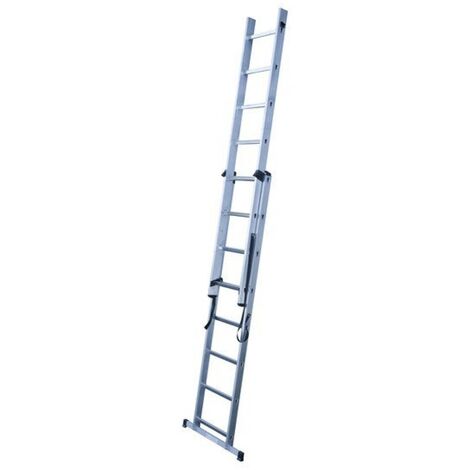 Hailo – Échelle escamotable transformable en aluminium – 2 plans avec 16 échelons – Hauteur d'accès 4,60 m – Charge max 150 kg