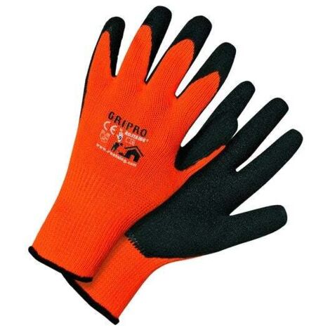 Gants de manutention, maçonnerie et menuiserie, ROSTAING GRIPRO ,taille 9, orange (1/4)