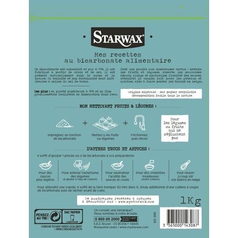 STARWAX Bicarbonate de soude ménager pot 500g