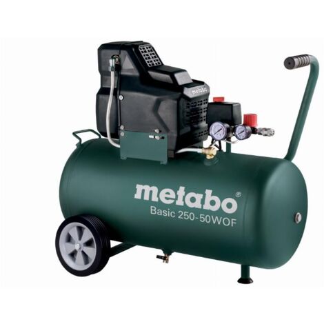 Metabo – Compresseur à piston 50l – Débit 100 l/min – Pression max 8 bar – Moteur monophasé 1.5 kW – Transport facile avec roues caoutchoutées