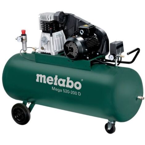 Metabo – Compresseur Mega 520-200 D 200L – Débit effectif 320 l/min – Pression max. 10 bar – Moteur à courroie silencieux (1/3)