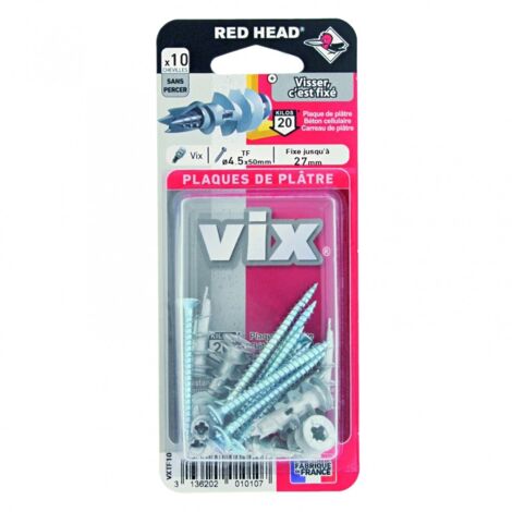 RED HEAD Lot de 10 chevilles et vis à visser vix RED HEAD, Diam.12 x L.30 mm (1/5)