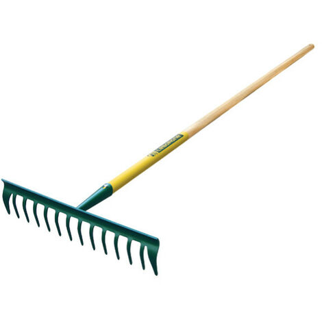 Leborgne – Râteau Duopro 16 dents courbes manche en bois certifié PEFC – Dents renforcées pour terrains difficiles – Douille tubulaire renforcée