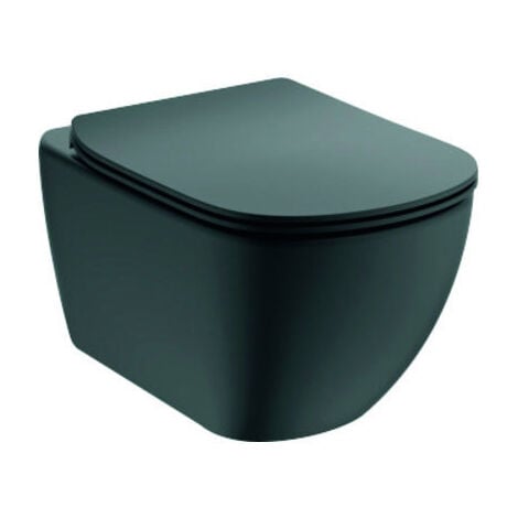 IDEAL STANDARD Pack WC suspendu Tesi AquaBlade - Noir mat - Abattant frein de chute ultra-fin