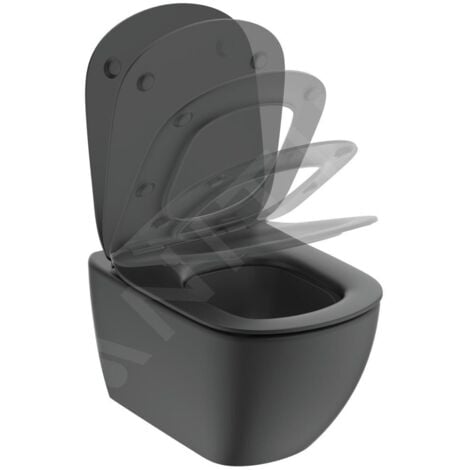 IDEAL STANDARD Pack WC suspendu Tesi AquaBlade - Noir mat - Abattant frein de chute ultra-fin