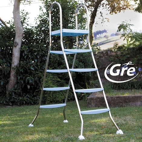 GRE Echelle inox 2x4 marches + Plateforme pour piscine hors sol 1,42m