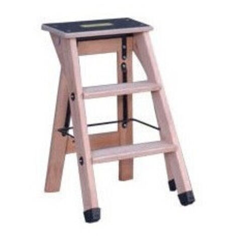 Outifrance – Escabeau bois professionnel 2 marches – Tablette antidérapante 370 x 230 mm – Charge max 150 kg – Conforme norme EN131 (1/4)