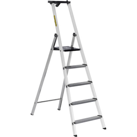 Centaure – Escabeau aluminium 4 marches – Plateforme 25x26 cm – Largeur marche 8 cm – Garde corps 60 cm – Conforme norme EN 131-2