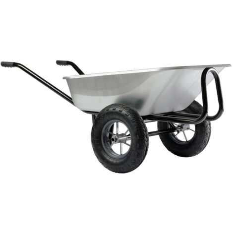 Haemmerlin – Brouette de jardin EXPERT TWIN Premium 150l – Caisse galvanisée – 2 roues gonflées – Charge utile 200 kg – Conception ergonomique