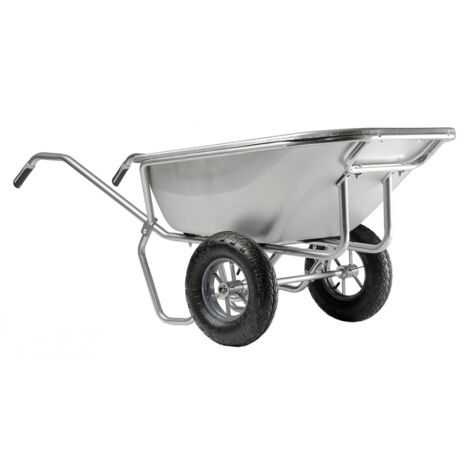 Haemmerlin – Brouette de jardin 230L – Charge utile 300 kg – Acier galvanisé – Roues gonflées 400 mm – Poignées bi-matières confortables