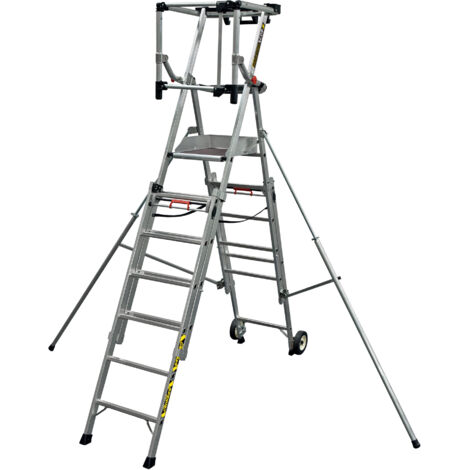 Centaure – Plate-forme roulante télescopique 6 à 9 marches – Hauteur de travail max 4.30m – Charge maximale 150kg – Conforme norme EN 131-7