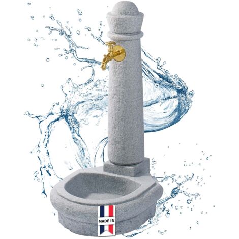 Graf – Fontaine de jardin Venezia en polyéthylène gris clair – Robinet laiton 3/4' monté – Résistante aux intempéries – Largeur 54cm, Hauteur 52cm