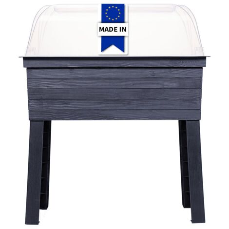 Graf – Carré potager sur pieds avec serre – Dimensions 75 x 37 x 87 cm – Plastique recyclé 100 % – Couvercle de germination inclus