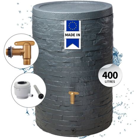 Graf – Récupérateur d'eau de pluie 400L gris graphite – Installation simple – Compatible gouttières 70-100mm – 995220