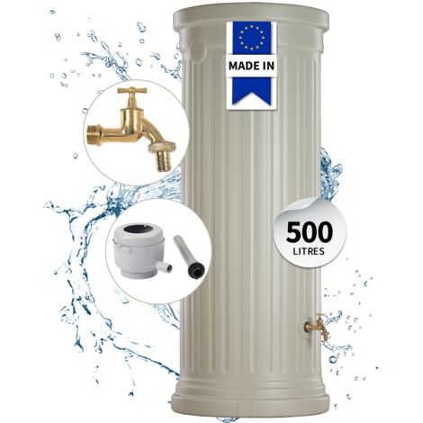 Graf – Cuve colonne cylindrique 500L en polyéthylène renforcé – Résistante aux chocs et UV – Pour collecte d'eau de pluie – Dimensions 73x73x193cm