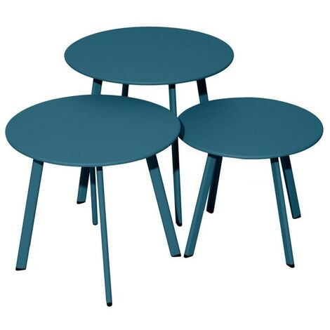 Proloisirs – Table basse de jardin Massaï ø 50 cm – Acier époxy bleu – Résistante aux intempéries – Idéale pour espace détente extérieur