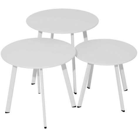 PROLOISIRS Table basse de jardin Massaï ø 45 cm en acier époxy - blanc