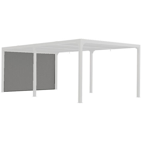 Habrita – Rideau latéral gris en PVC tissé pour pergola bioclimatique 3,60 m – Protection contre le vent et les regards indiscrets – Réglage manuel de la hauteur (1/8)