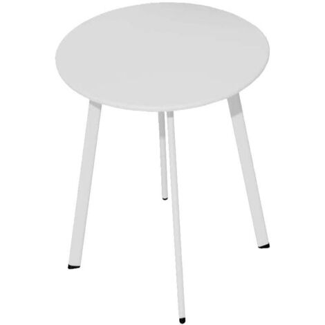 PROLOISIRS Table basse de jardin Massaï ø 50 cm en acier époxy - blanc