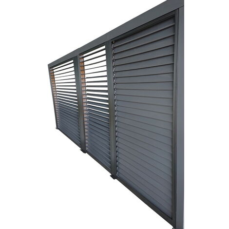 Habrita – Ventelles aluminium mobiles pour pergola 3,60m – Résistantes aux intempéries – Système de guidage – PERBIV36