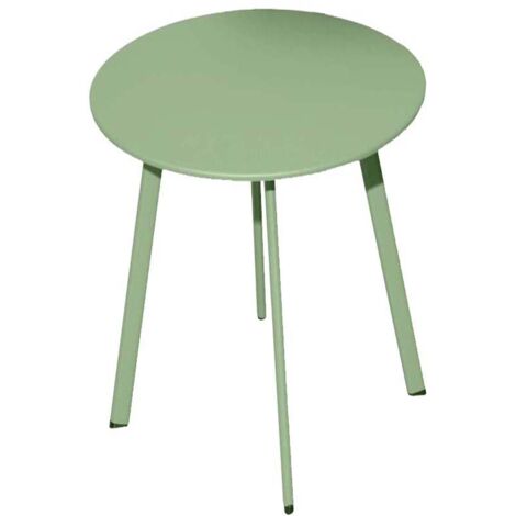 Proloisirs – Table basse de jardin en acier époxy 50 cm – Couleur vert light – Résistante aux UV – Idéale pour terrasses et espaces extérieurs