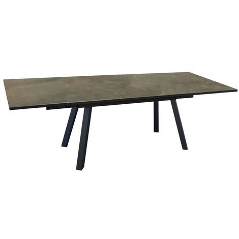 PROLOISIRS Table de jardin rectangulaire Agra plateau à lames Fundermax® graphite/cave 180/230/280 cm (1/3)