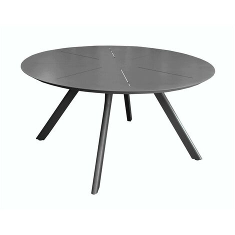 PROLOISIRS Table de jardin ronde Seven en aluminium - graphite 150 cm (1/3)