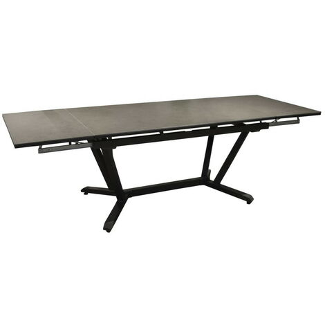 Proloisirs – Table de jardin extensible 150/250 cm – Plateau céramique Kedra® – Structure aluminium – Accueille 6 à 10 personnes – Coloris graphite/alley