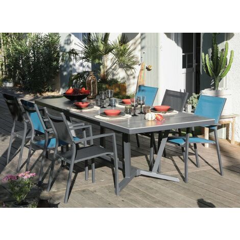 Table de jardin extensible Agra en aluminium coloris graphite/gris