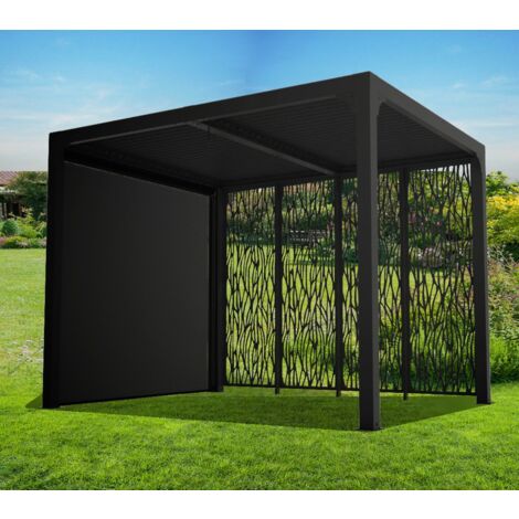 Habrita – Pergola bioclimatique 7.20m² gris anthracite – Aluminium thermolaqué – Ventelles orientables jusqu'à 90° – PER24R30MBI (1/3)