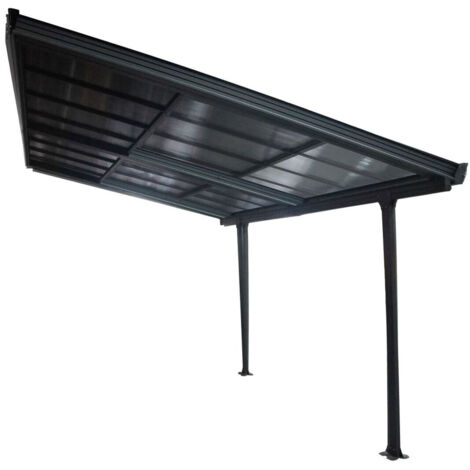 Habrita – Toit terrasse aluminium 12,04m² – TT3040CL – Panneaux amovibles en polycarbonate – Structure gris anthracite – Montage simple et rapide (1/5)