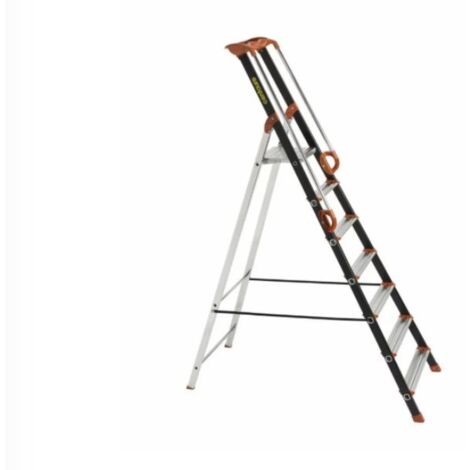 Centaure – Escabeau Pro'Up 7 marches en aluminium – Hauteur plateforme 1,41 m – Hauteur d'accès max 3,40 m – Charge max 150 kg – Tablette porte-outils ergonomique