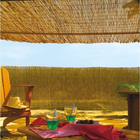 Canisse bambou Reedcane 2 x 5 m – Hauteur 2 m – Assemblage fil de fer plastifié – Occultation faible – Teinte naturelle – Celloplast