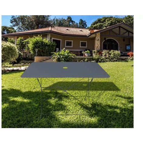 CHALET & JARDIN Table rectangulaire d'extérieur pliante Bistro en acier - Gris