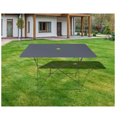 CHALET & JARDIN Table rectangulaire d'extérieur pliante Bistro en acier - Gris