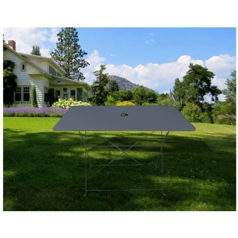 CHALET & JARDIN Table rectangulaire d'extérieur pliante Bistro en acier - Gris