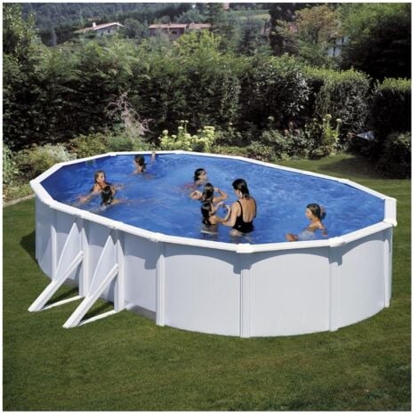 Gre Pools Piscine ovale acier 5,27m x 3,27m x H: 1,22m - Filtration à cartouche - Renfort apparents