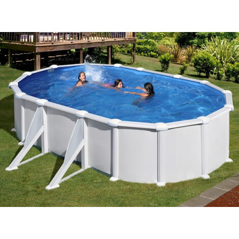 GRE – Piscine tubulaire acier blanc ovale 5,27 x 3,27 x 1,32 m – Volume 16 210 litres – Filtration à sable – Échelle de sécurité incluse (1/10)