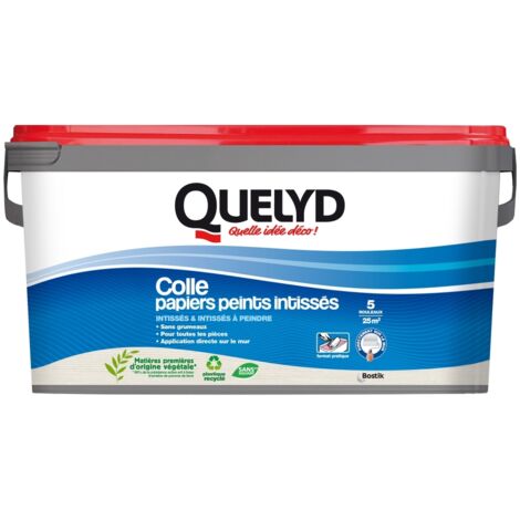 Colle papier peint intissé 3 kg – Application directe sur mur – Pose rapide sans détrempage – Enlèvement sans résidus – Quelyd