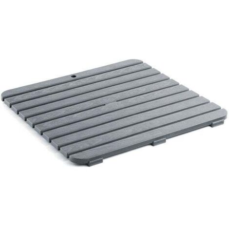 Caillebotis antidérapant Steppy 55 x 55 cm – Gris zingué – Surface en polypropylène pour salle de bain – Facile à nettoyer – Ta-Tay