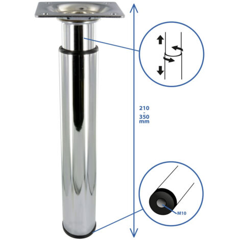 SWANEW 4X Pieds De Meuble 70-110cm Extensible(Noir) Pieds De Socle Pied De Support Pied D'armoire Réglable Pieds De Socle Hôtel Pieds