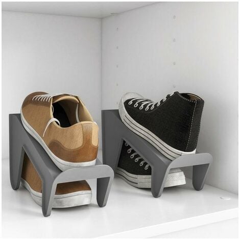 Range-chaussures à poser gris, 8 paires maximum H.32 x l.55 cm