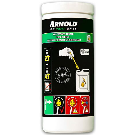 Testeur d’essence 2-en-1 – Boîte de 60 bâtonnets – Vérification qualité carburant E10 et 2 temps – Détection eau et contamination – Arnold